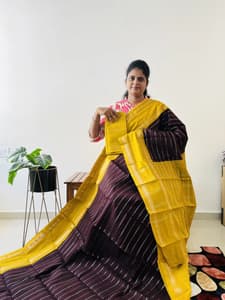 Sungadi cotton(BROWN WITH MUSTARD)