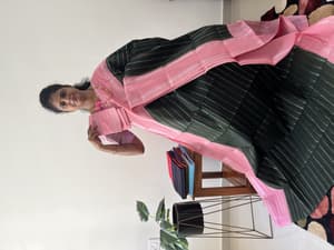 Sungadi cotton(OLIVE GREEN WITH PINK)