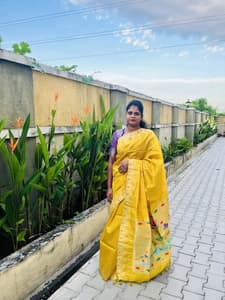 paithani silk with tissue blouse(YELLOW)
