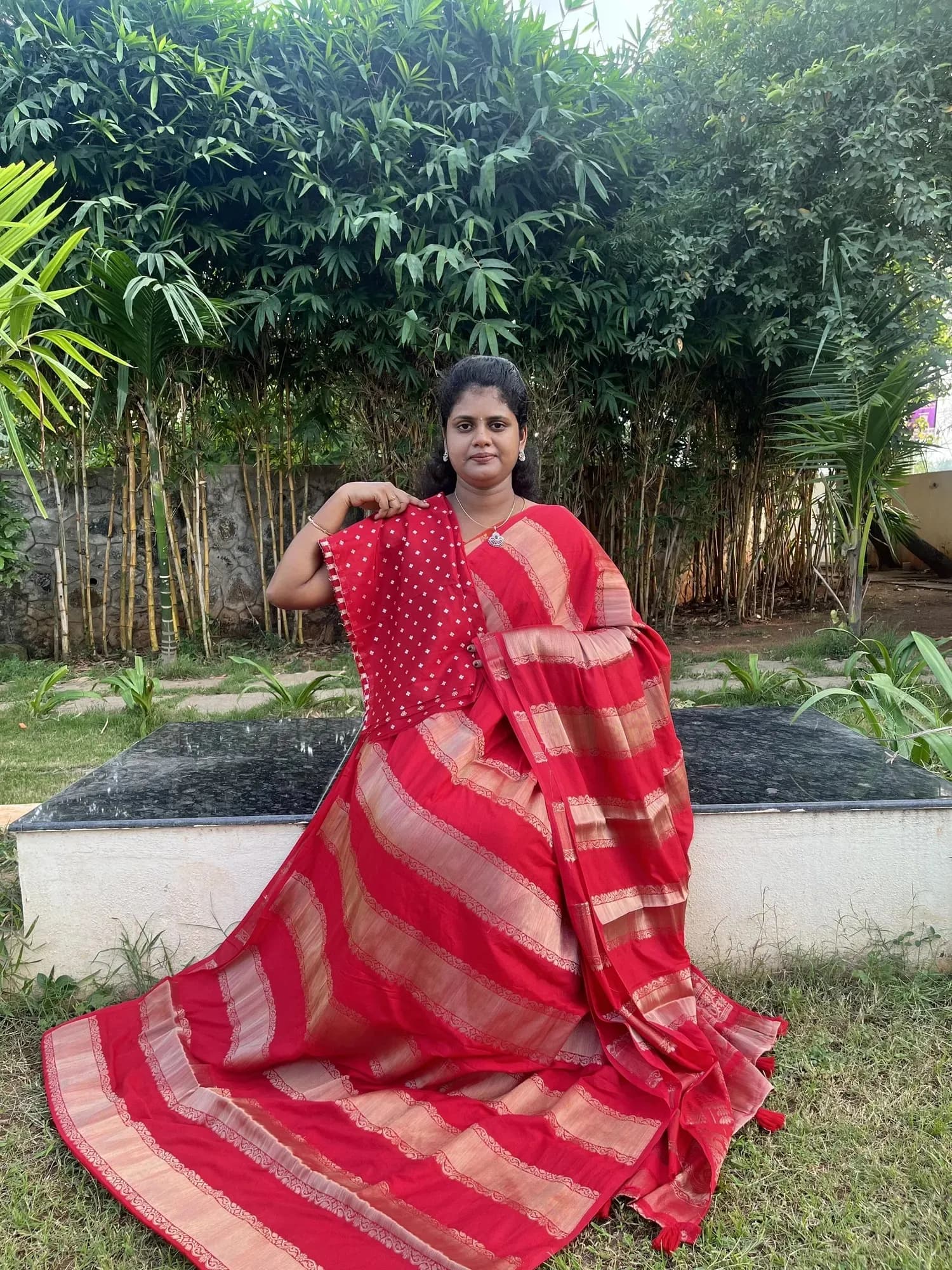 viscouse georgette(BRICK ORANGE) - Image 1