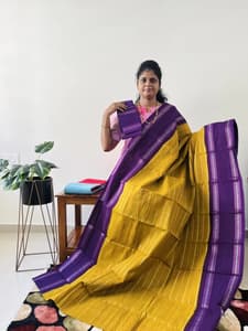 Sungadi cotton(MUSTARD WITH PURPLE)