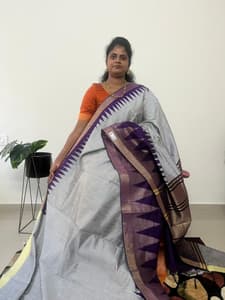 Pure Rawsilk(GREY WITH PURPLE)