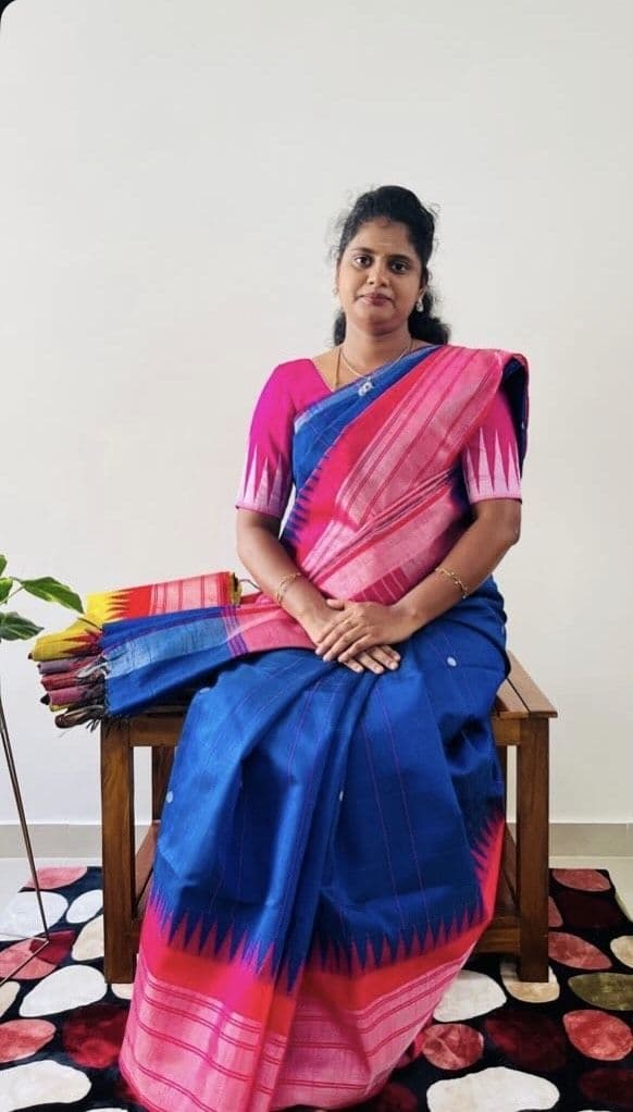 Blue with pink